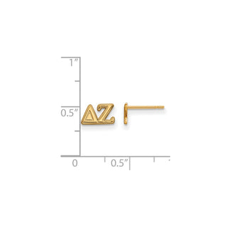 Sterling Silver Gold-plated LogoArt Delta Zeta Sorority Greek Letters Extra Small Post Earrings