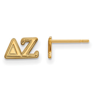 Sterling Silver Gold-plated LogoArt Delta Zeta Sorority Greek Letters Extra Small Post Earrings