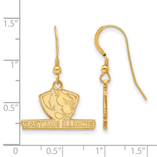 Sterling Silver Gold-plated LogoArt Eastern Illinois University Small Dangle Wire Earrings
