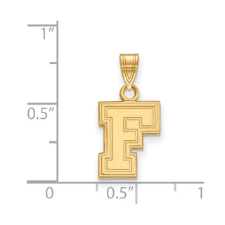 Sterling Silver Gold-plated LogoArt Fordham University Letter F Small Pendant