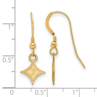 Sterling Silver Gold-plated LogoArt Furman University Extra Small Dangle Wire Earrings