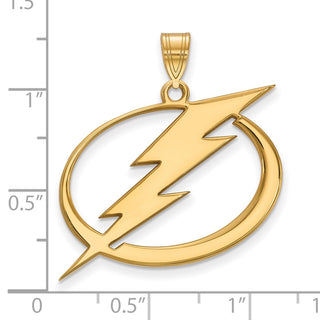 Sterling Silver Gold-plated NHL LogoArt Tampa Bay Lightning Extra Large Pendant
