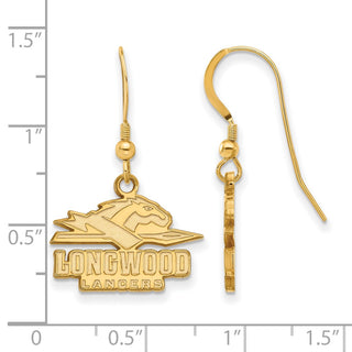 Sterling Silver Gold-plated LogoArt Longwood University Lancers Small Dangle Wire Earrings