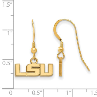 Sterling Silver Gold-plated LogoArt Louisiana State University L-S-U Extra Small Dangle Wire Earrings