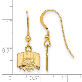 Sterling Silver Gold-plated LogoArt Ohio University Extra Small Dangle Wire Earrings