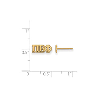 Sterling Silver Gold-plated LogoArt Pi Beta Phi Sorority Greek Letters Extra Small Post Earrings