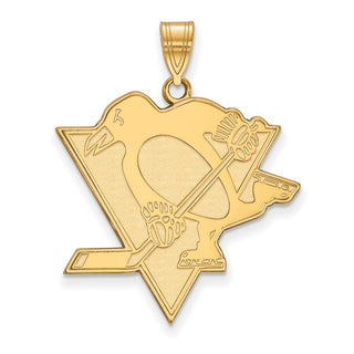 Sterling Silver Gold-plated NHL LogoArt Pittsburgh Penguins Extra Large Pendant