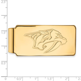 Sterling Silver Gold-plated NHL LogoArt Nashville Predators Money Clip