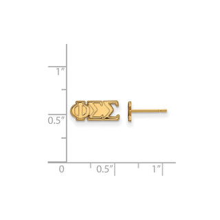 Sterling Silver Gold-plated LogoArt Phi Sigma Sigma Sorority Greek Letters Extra Small Post Earrings