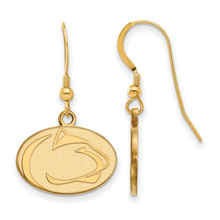 Sterling Silver Gold-plated LogoArt Penn State University Lion Small Dangle Wire Earrings