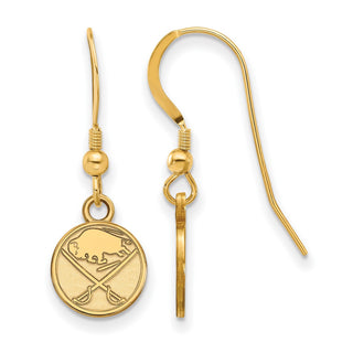 Sterling Silver Gold-plated NHL LogoArt Buffalo Sabres Extra Small Dangle Earrings