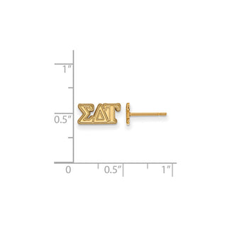 Sterling Silver Gold-plated LogoArt Sigma Delta Tau Sorority Greek Letters Extra Small Post Earrings