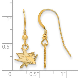 Sterling Silver Gold-plated NHL LogoArt San Jose Sharks Extra Small Dangle Earrings