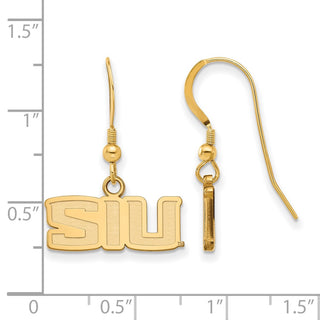 Sterling Silver Gold-plated LogoArt Southern Illinois University S-I-U Extra Small Dangle Wire Earrings