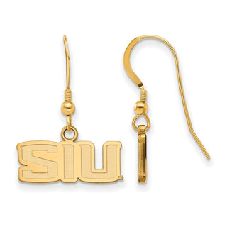 Sterling Silver Gold-plated LogoArt Southern Illinois University S-I-U Extra Small Dangle Wire Earrings