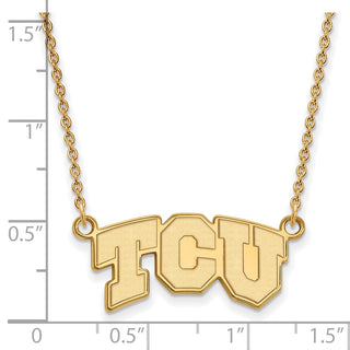 10k Gold LogoArt Texas Christian University T-C-U Small Pendant 18 inch Necklace