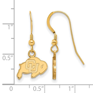 Sterling Silver Gold-plated LogoArt University of Colorado Buffalo Extra Small Dangle Wire Earrings