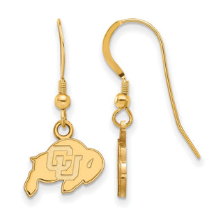 Sterling Silver Gold-plated LogoArt University of Colorado Buffalo Extra Small Dangle Wire Earrings