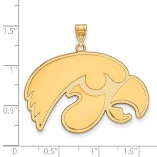 Sterling Silver Gold-plated LogoArt University of Iowa Hawk Extra Large Pendant