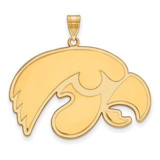 Sterling Silver Gold-plated LogoArt University of Iowa Hawk Extra Large Pendant