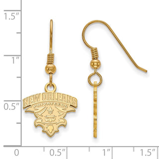 Sterling Silver Gold-plated LogoArt University of New Orleans U-N-O Small Dangle Wire Earrings