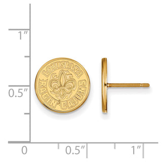 Sterling Silver Gold-plated LogoArt University of Louisiana at Lafayette Small Post Earrings