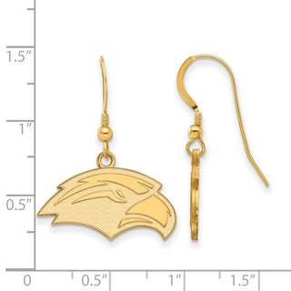 Sterling Silver Gold-plated LogoArt University of Southern Mississippi Eagle Small Dangle Wire Earrings