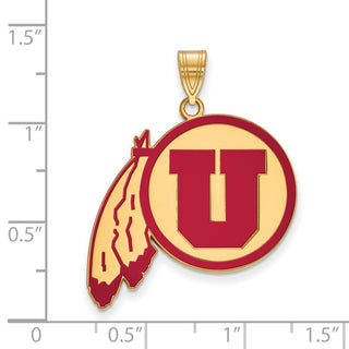 Sterling Silver Gold-plated LogoArt University of Utah Extra Large Enameled Pendant
