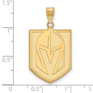 Sterling Silver Gold-plated NHL LogoArt NHL Vegas Golden Knights Extra Large Pendant