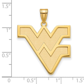 Sterling Silver Gold-plated LogoArt West Virginia University W-V Extra Large Pendant