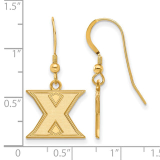 Sterling Silver Gold-plated LogoArt Xavier University Letter X Small Dangle Wire Earrings