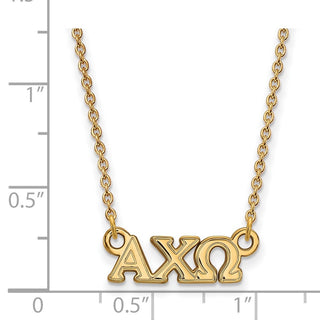 Sterling Silver Gold-plated LogoArt Alpha Chi Omega Sorority Greek Letters Extra Small Pendant 18 inch Necklace