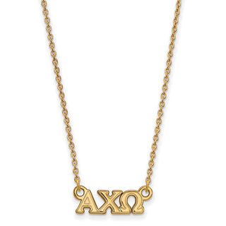 Sterling Silver Gold-plated LogoArt Alpha Chi Omega Sorority Greek Letters Extra Small Pendant 18 inch Necklace