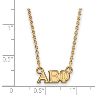 Sterling Silver Gold-plated LogoArt Alpha Epsilon Phi Sorority Greek Letters Extra Small Pendant 18 inch Necklace