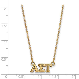 Sterling Silver Gold-plated LogoArt Alpha Sigma Tau Sorority Greek Letters Extra Small Pendant 18 inch Necklace
