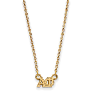 Sterling Silver Gold-plated LogoArt Alpha Phi Sorority Greek Letters Extra Small Pendant 18 inch Necklace
