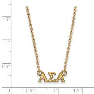 Sterling Silver Gold-plated LogoArt Alpha Sigma Alpha Sorority Greek Letters Extra Small Pendant 18 inch Necklace