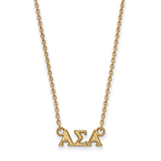 Sterling Silver Gold-plated LogoArt Alpha Sigma Alpha Sorority Greek Letters Extra Small Pendant 18 inch Necklace
