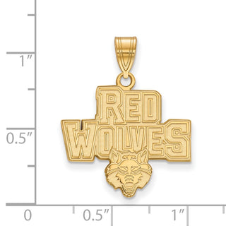10k Gold LogoArt Arkansas State University Red Wolves Large Pendant