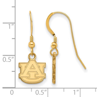 Sterling Silver Gold-plated LogoArt Auburn University A-U Extra Small Dangle Wire Earrings
