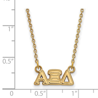 Sterling Silver Gold-plated LogoArt Alpha Xi Delta Sorority Greek Letters Extra Small Pendant 18 inch Necklace