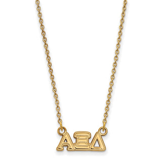 Sterling Silver Gold-plated LogoArt Alpha Xi Delta Sorority Greek Letters Extra Small Pendant 18 inch Necklace