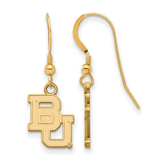 Sterling Silver Gold-plated LogoArt Baylor University Bears Small Dangle Wire Earrings
