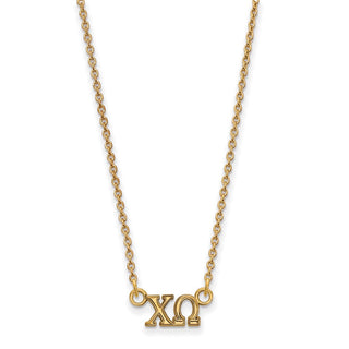 Sterling Silver Gold-plated LogoArt Chi Omega Sorority Greek Letters Extra Small Pendant 18 inch Necklace