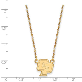 Sterling Silver Gold-plated LogoArt California Polytechnic State University C-P Small Pendant 18 inch Necklace