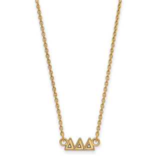 Sterling Silver Gold-plated LogoArt Delta Delta Delta Sorority Greek Letters Extra Small Pendant 18 inch Necklace
