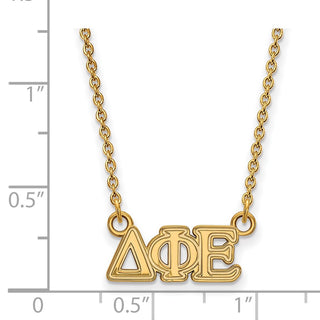 Sterling Silver Gold-plated LogoArt Delta Phi Epsilon Sorority Greek Letters Extra Small Pendant 18 inch Necklace