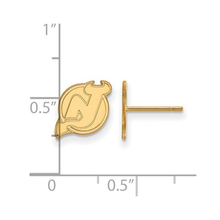 Sterling Silver Gold-plated NHL LogoArt New Jersey Devils Extra Small Post Earrings
