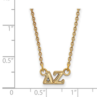 Sterling Silver Gold-plated LogoArt Delta Zeta Sorority Greek Letters Extra Small Pendant 18 inch Necklace