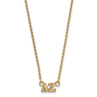 Sterling Silver Gold-plated LogoArt Delta Zeta Sorority Greek Letters Extra Small Pendant 18 inch Necklace